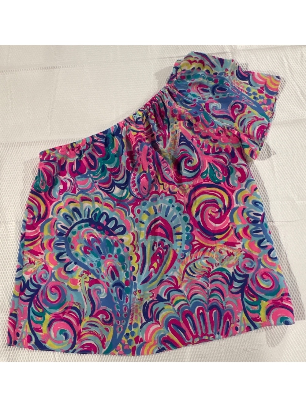 Lilly Pulitzer Women's One-Shoulder Silk Top, Size S, Vibrant Multicolor